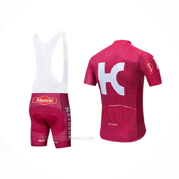 2019 Ropa Ciclismo Katusha Alpecin Rojo Mangas Corta y Culotte Corto